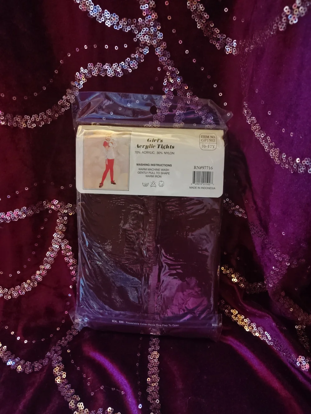 Girl's Acrylic Tights - Red, Burgundy, White, Cream 10-12y & 7-9y